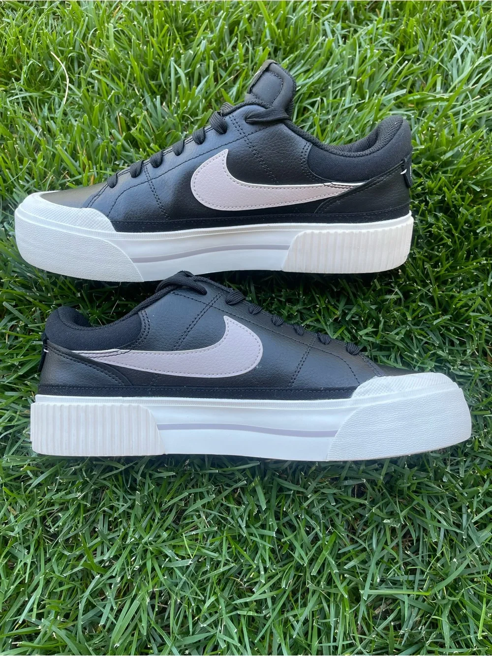 Nike Court Legacy Lift Platform Sneakers Black Platinum Violet | 11.5